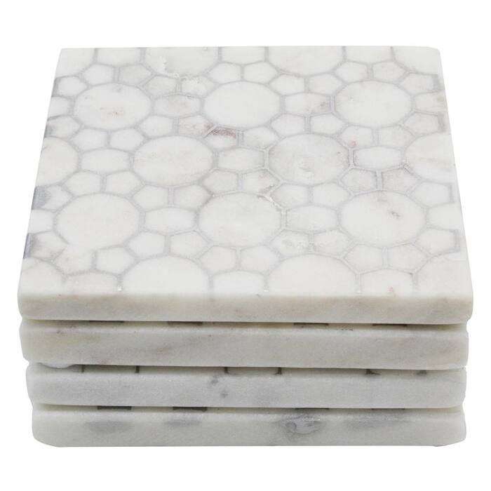 Black Marble Square Coasters